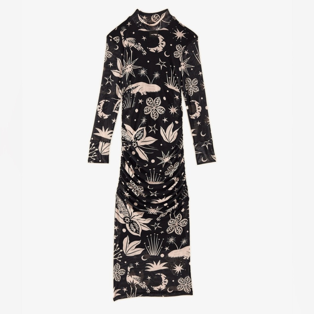 FARM RIO Black & White Cerrado Sky Tulle Dress